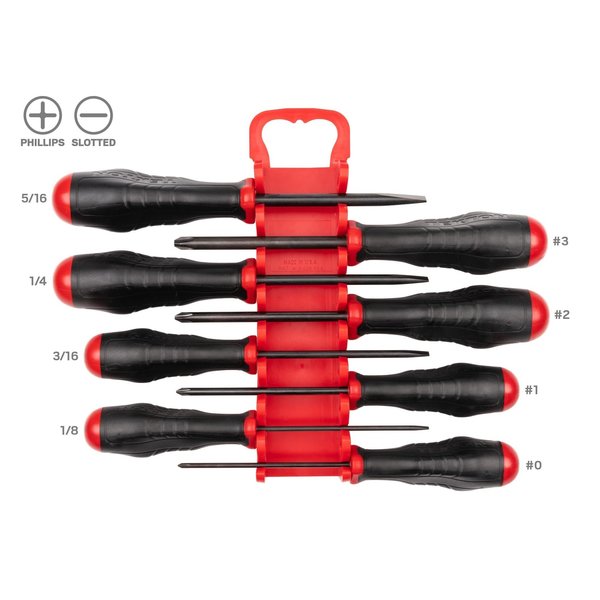 Tekton High-Torque Black Oxide Blade Screwdriver Set with Holder, 8-Piece (#0-#3, 1/8-5/16 in.) DRV41505